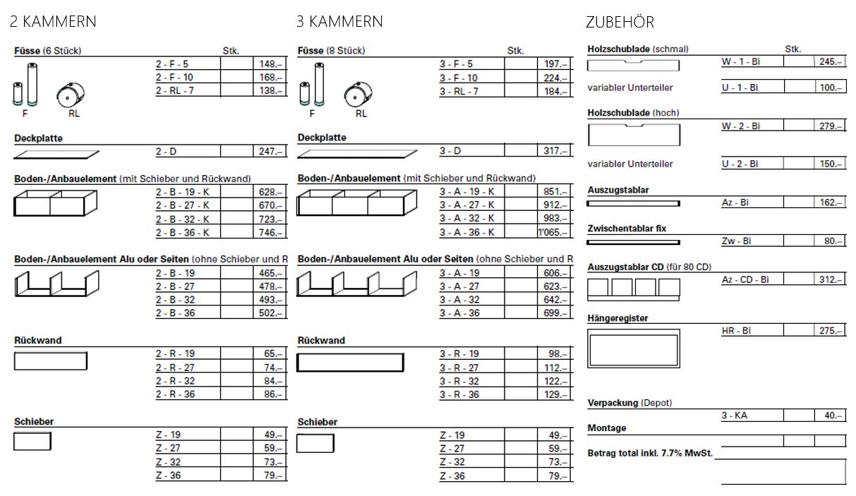 Preisliste IRION Regal 1